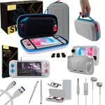 Orzly Switch Lite Accessoire Pack pour Nintendo Switch Lite (2019) - Pack Comprenant: Protecteurs d'écran [VT], Câble Type C, Housse [Étui Rigide], Coque Comfort Grip Case et Plus... Z&Z Edition