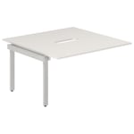 Skrivbord O-stativ påbyggn.modul 1400x700mm vit med silver underrede