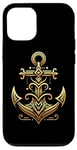 Coque pour iPhone 14 Pro Symbole de la mer ancre cool dans le style art déco de Noël