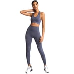 SXSE Veste de Remise en Forme 2 pièces + Pantalon Yoga Courir Sportswear High Taille Fitness Pantalon Vêtements de Yoga Dark Gray -S