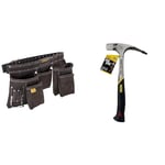 STANLEY Porte Outils Double Ceinture - Nombreuses Poches - Cuir de Qualité Supérieure & Stanley 1-51-937 Gamme Fatmax Antivibe - Arrache-Clous Charpentier- Tête et manche Forgés en Acier