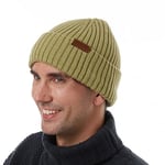 ineepor Bonnet Hiver Homme Femme Laine Mérinos Beanie Hat Tricoté Chapeau Unisexe Doublé Polaire Court Chaud Doux Confortable