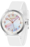 SOCICO Montre Analogique pour Enfant Garçon Fille, 5ATM/50M Étanche Facile à Lire Quartz Minimaliste Montre pour Enfants de 8 à 18 Ans (Blanc Irisé)