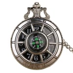 DSHUJC Montre de Poche, Boussole Design de Mode Vintage Montre de Poche Squelette Creux Noir Cadran Rond étoilé Antique Pendentif Horloge Cadeaux Hommes Femmes Noir