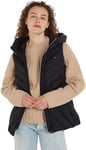 Tommy Hilfiger Women's Chevron Quilted Gilet with Hood, Black (Black), XS