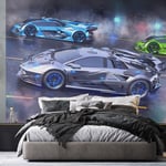 Neon superauto -seinämaalaus 244 x 305 cm Walltastic seinäkoriste 046979