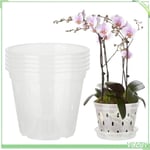 5 Pièces Pot Orchidée Transparent, 9.2cm Pot Orchidee avec Trous De Drainage, Pot Plastique Plante pour Orchidée, Extérieur