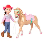 Glitter Girls - Jaime Doll & Jumper Horse - 35 cm - Equestrian Doll Wearing Clothes & Boots and Horse with Tan Coat and Pink Saddle - Toys for Girls 3+ Years Old