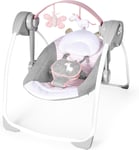 Ingenuity Comfort 2 Go Compact Portable 6-Speed Cushioned Baby Swing with Mus...