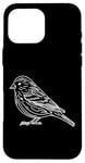 Coque pour iPhone 16 Pro Max Line Art Oiseau et Ornithologue Pin Siskin