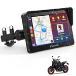 Carpuride W702 Motorcycle GPS Carplay Screen, Wireless CarPlay & Android Auto Portable Car Stereo for Motorbike, 7" Waterproof Touchscreen, Dual Bluetooth, Navigation, Siri.