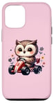iPhone 12/12 Pro Adorable Owl Riding Go-Kart Cute On Pink Case
