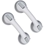 Ersandy - Poignée Ventouse, Lot de 2, Barre d'Appui Douche & Baignoire, 25 kg, pour Personnes âgées, Mur, en Blanc/Gris