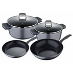 Bergner Titan 6pc Cookware Set INDUCTION Caserole Frying Pan NonStick BG-7849-GY