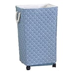 Vacchetti Panier en Tissu Bleu rectangulaire avec roulettes, Grande Taille