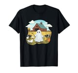 Funny Ghost Farmer Halloween Barnyard Farm Animal Cute Ghost T-Shirt