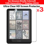 3x Clear Screen Protector Guards for Amazon Kindle Colorsoft eReader 7" 2024