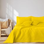 AmeliaHome Couvre-lit 240 x 260 cm - Couvre-lit ultrasonique matelassé - Polyester Ophélie - Jaune