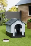 70x84x76cm Weatherproof Plastic Dog House Kennel with Skylight and Door