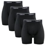 YUSHOW Lot de 4 Boxer Homme Mesh Soie de Glacée Long Calecon Doux Confortable sous-vêtements Anti-frottement Boxers Fitted Trunk Respirant,Noir（4 Pack,XL