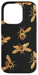 Coque pour iPhone 14 Pro Accessoire pour téléphone sur le thème des abeilles roses et noires