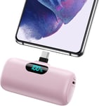 Batterie Externe Usb C 5000mah,15w 3.0a Charge Rapide Chargeur Portable Mini Power Bank Avec Écran Lcd Compatible Avec Samsung S23,S22/Note/Huawei/Moto/Lg/Pixel/Nexus,Usb C Phones Etc - Rose(Q201)