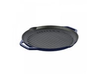 Grand Feu Cast Iron Frying Pan, Enameled, Ribbed, Blue Color