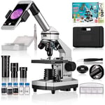 Bresser Junior Biolux CA 40x-1024x Microscope pour enfants avec support pour smartphone robuste en métal ensemble de microscopie avec accessoires multiples et valise de transport