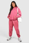 Womens Overdyed Oversized Hooded Tracksuit - Red - Xs, Red