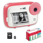 AGFA PHOTO Pack Realikids Instant Cam + 1 carte Micro SD 32GB + 3 rouleaux Papier Thermique ATP3WH - Appareil Photo Instantané Enfant, Ecran LCD 2,4', Miroir Selfie et filtre photo - Rose - Neuf