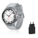 Samsung Galaxy Watch6 Classic Montre Connectée avec Chargeur, Suivi de Santé, Suivi Sportif, Charge rapide, Bluetooth, 47mm, Argent, Exclusivité Amazon Version FR