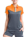 Erima Squad Sport Polo Femme, New Orange/Slate Grey/Monument Grey, FR : 36 (Taille Fabricant : 34)