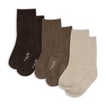 Konges Sløjd 3pk rib socks – sand/hazel/shitake - 19/21