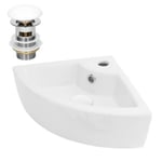 Lavabo d'angle blanc céramique lave-mains avec bonde de vidange 460x330x130 mm