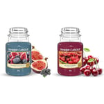 Yankee Candle bougie parfumée Figues et mûres gourmandes ; Format jarre ; Bougie longue & bougie parfumée Cerise griotte ; Format jarre ; Bougie longue durée jusqu’à 150 heures de combustion