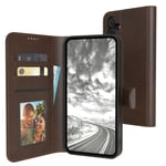 Faux Leather Phone Cover for Samsung Galaxy A55 Foldable Cover Card Brown