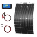 100W 18V Flexible Panneau Solaire Kit Système Panneau Photovoltaïque Monocristallin 18V 10A Contrôleur Solaire, pour Charger des Batteries 12V - RV, Caravane, Bateau, Toit