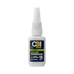 OB1 Bio-Based Fast Grip Superglue - Ultra Strong with Excellent Bondng Properties - Fast Acting in 15 Seconds - Exceptional Resistance to Water & Humidity - 60% BioBased Liquid Formula - Clear - 20gm