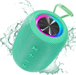 Enceinte Bluetooth Portable, Haut-Parleur BT5.3 sans Fil 20W Bluetooth Speaker Basses Riches 16H avec Lumière LED, Supporte Radio FM, TF, USB, AUX pour Maison, Cyclisme, Extérieur, Voyages, Douche