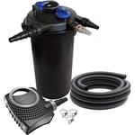 Kit complet: CPF-15000 Filtre de bassin à pression jusqu'à 30000 l avec 18 Watt lampe uv, NEO6000 SuperEco pompe 6000l/h 40W, 5m Tuyau 38 mm (1 1/2),