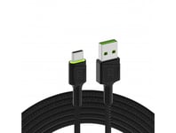 Green Cell Cable Ray USB-A - USB-C Grøn LED 2m QC 3.0 hurtig opladning