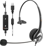 Casque Avec Microphone 601N, Mono Casque Avec Microphone À Réduction De Bruit Usb/Type-C Casque Pour Pc Ordinateur Portable Tablette Smartphone Centre D'Appel