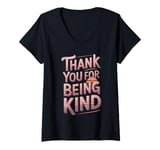 Womens Thank You For Being Kind Gratitude Retro Sunset V-Neck T-Shirt