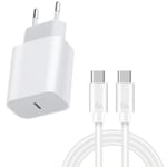 Samsung Snabbladdare 20W USB-C Strömadapter + 1M USB-C till USB-C Kabel 6A - VIT