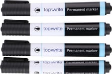 Topwrite - Permanent Markeringspenna 4 St (Svart)