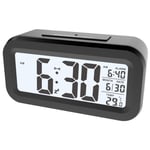 Cyslmuk - 1pc noir Réveil Digital Réveil Matin, Horloge Numérique Réveil à Pile Silencieux pour Enfants Adultes Grand écran led Température Calendrier