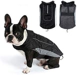 Morezi Dog Warm Coats Jackets Waterproof Coats with Harness Hole Puppy Coat for Small Medium Dogs - Black - S