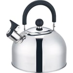 SILVER 2.5L STAINLESS STEEL WHISTLING KETTLE GAS ELECTRIC INDUCTION HOBS CAMPING