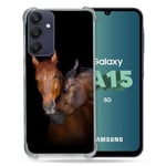 Cokitec Coque Renforcée pour Samsung Galaxy A15 4G / 5G Animal Cheval Marron