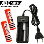 2 PILE ACCU BATTERIE RECHARGEABLE 18650 3.7V 2000mAh Li-ion + CHARGEUR " CHARGE RAPIDE "